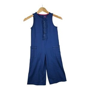 Mini Boden Girls Ruffle‎ Detail Jumpsuit size 5-6Y Blue